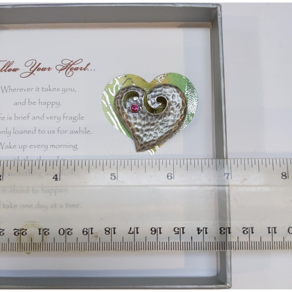 2007 Patricia Darling Dash Heart Pin Brooch With Blank Inside Card NEW Worn Box - Picture 7 of 10